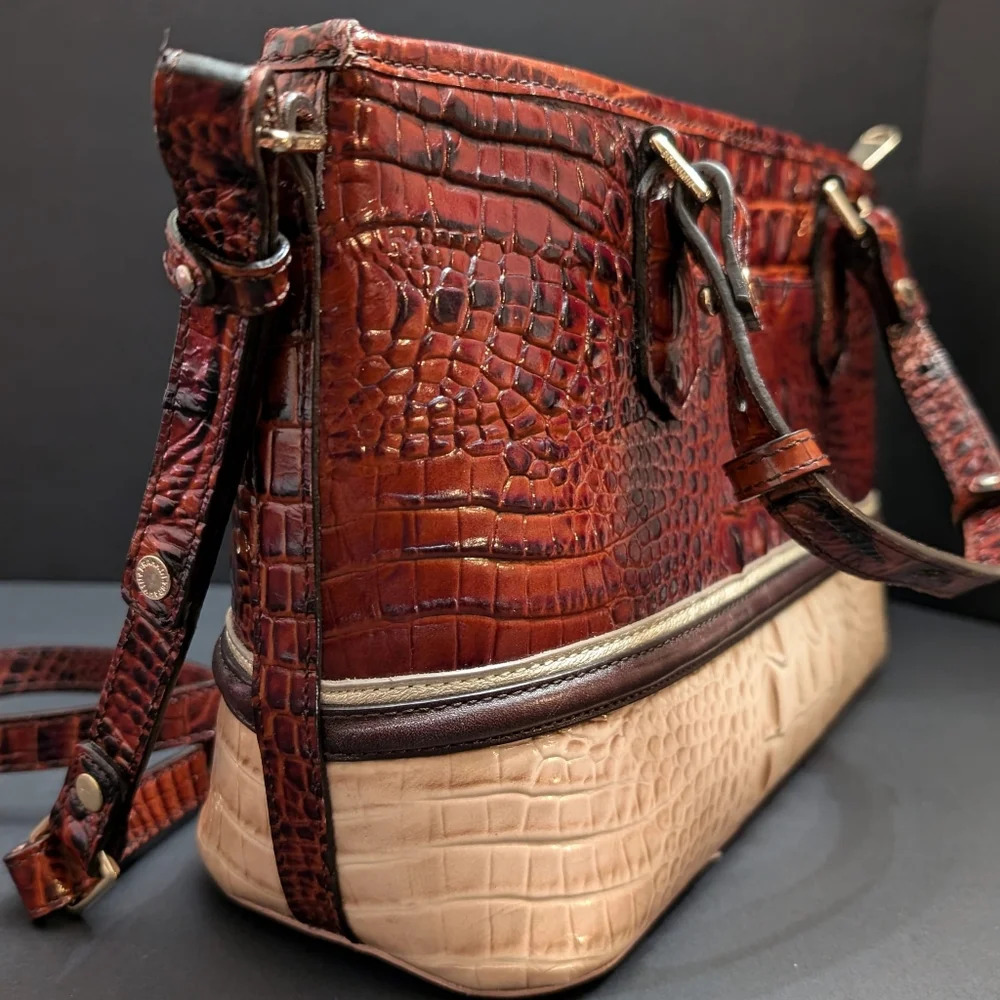 Brahmin Mini Asher Eastwood Croc-Embossed Leather satchel. - Picture 3 of 16